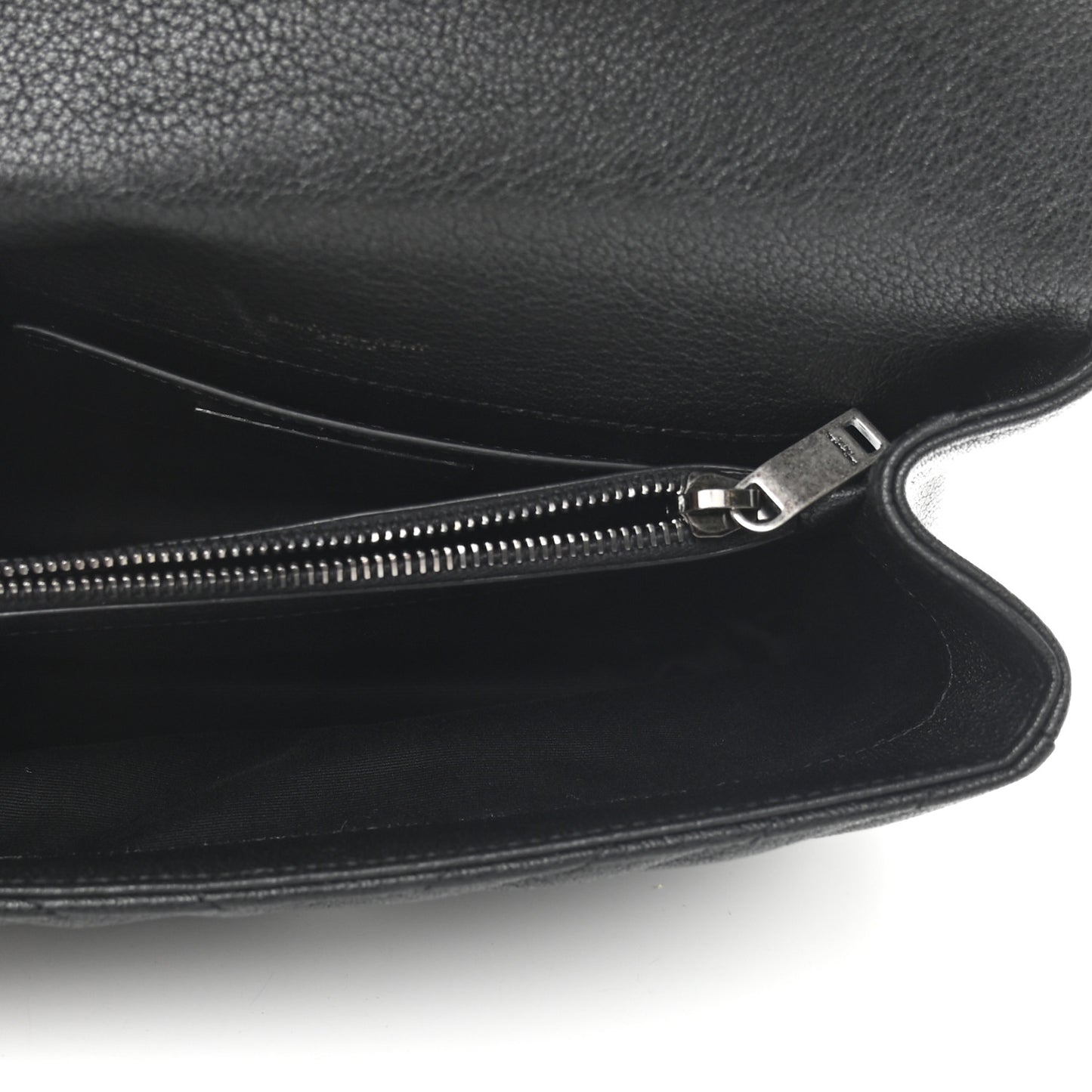 Sheepskin Matelasse Chevron Monogram Medium College Bag Black