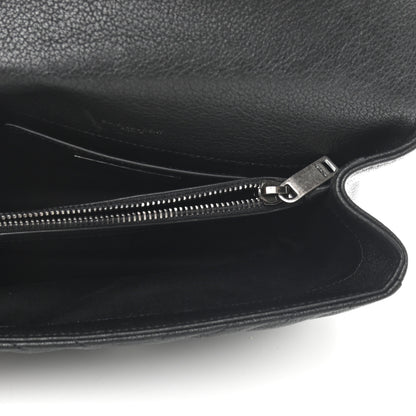 Saint Laurent Sheepskin Matelasse Chevron Monogram Medium College Bag Black 5 of 8