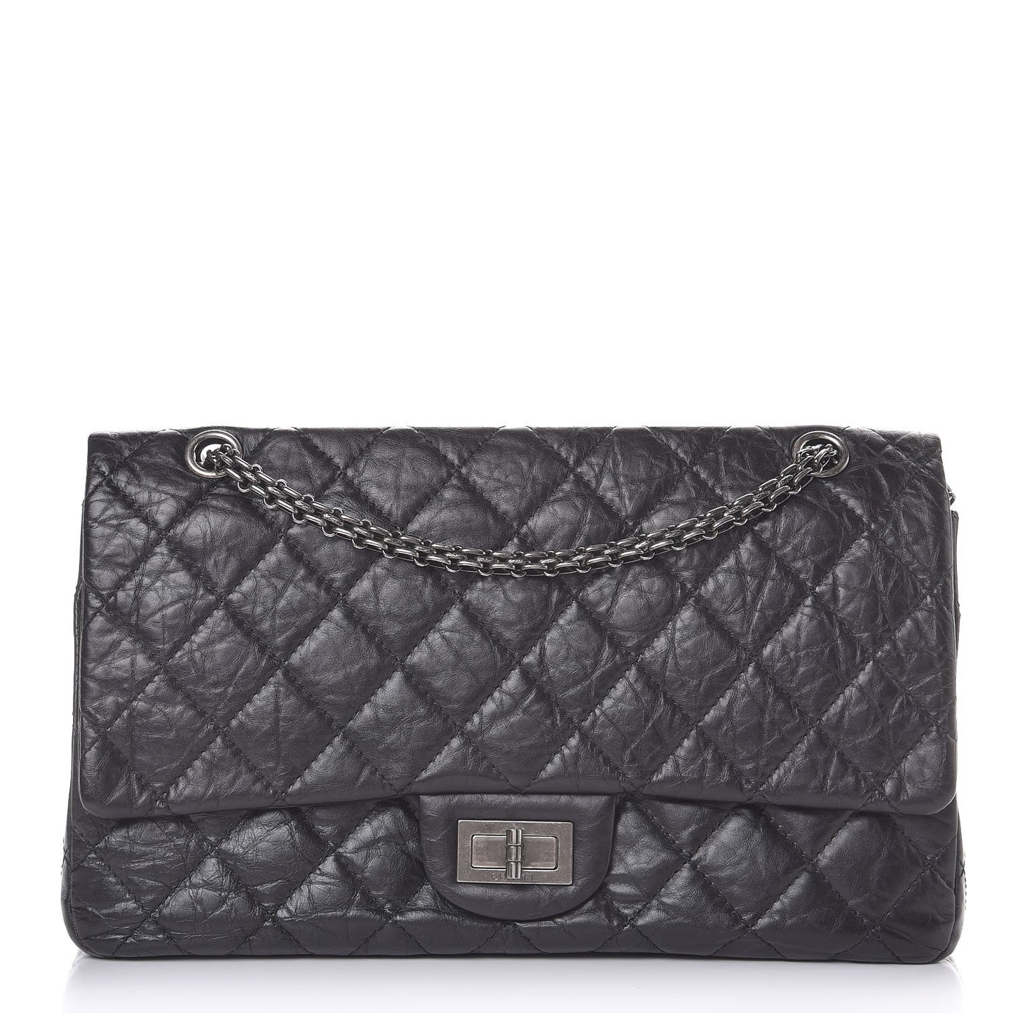 Aged Calfskin Quilted 2.55 Reissue 227 Flap Black