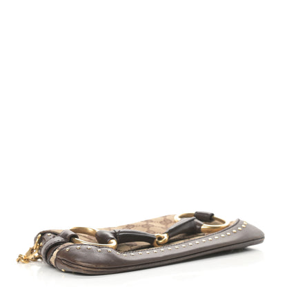 Gucci Monogram Studded Horsebit Clutch Dark Brown 4 of 15