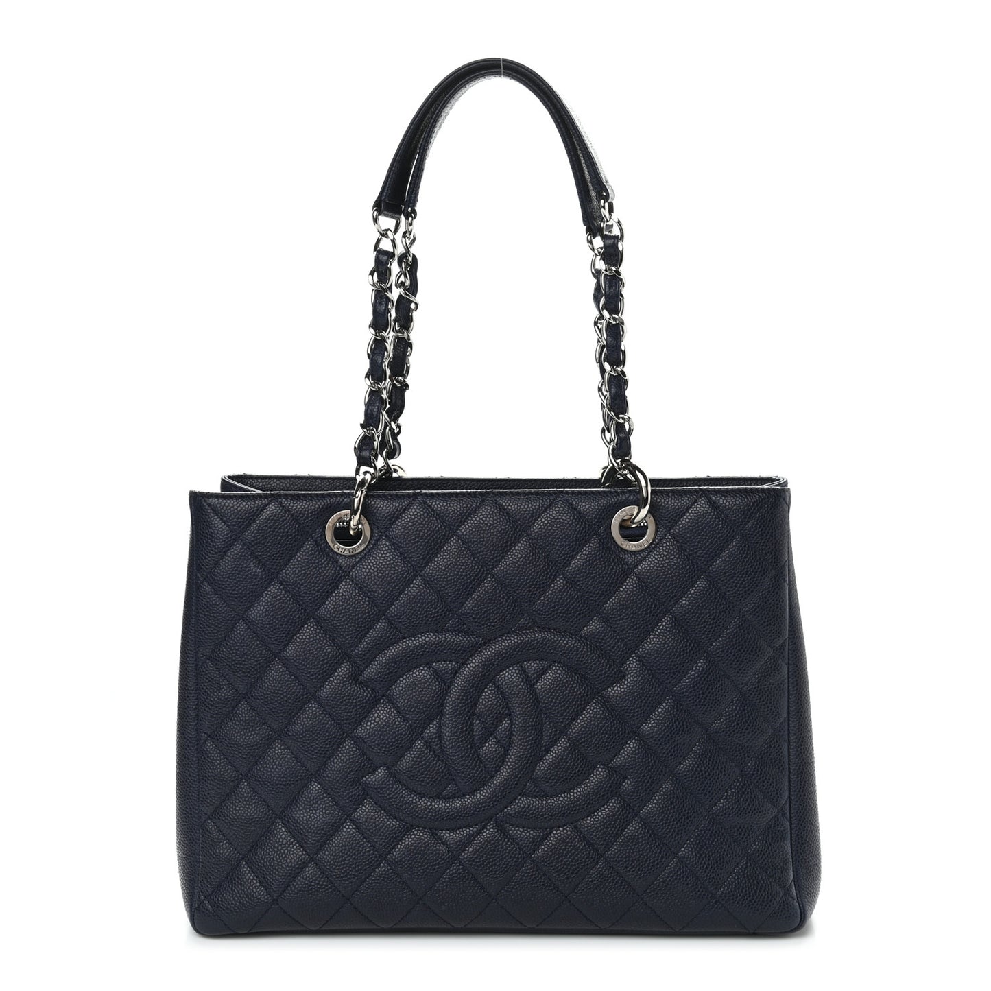 Caviar Quilted Grand Shopping Tote GST Dark Navy Blue