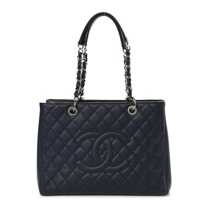 Chanel Caviar Quilted Grand Shopping Tote GST Dark Navy Blue 1 of 14
