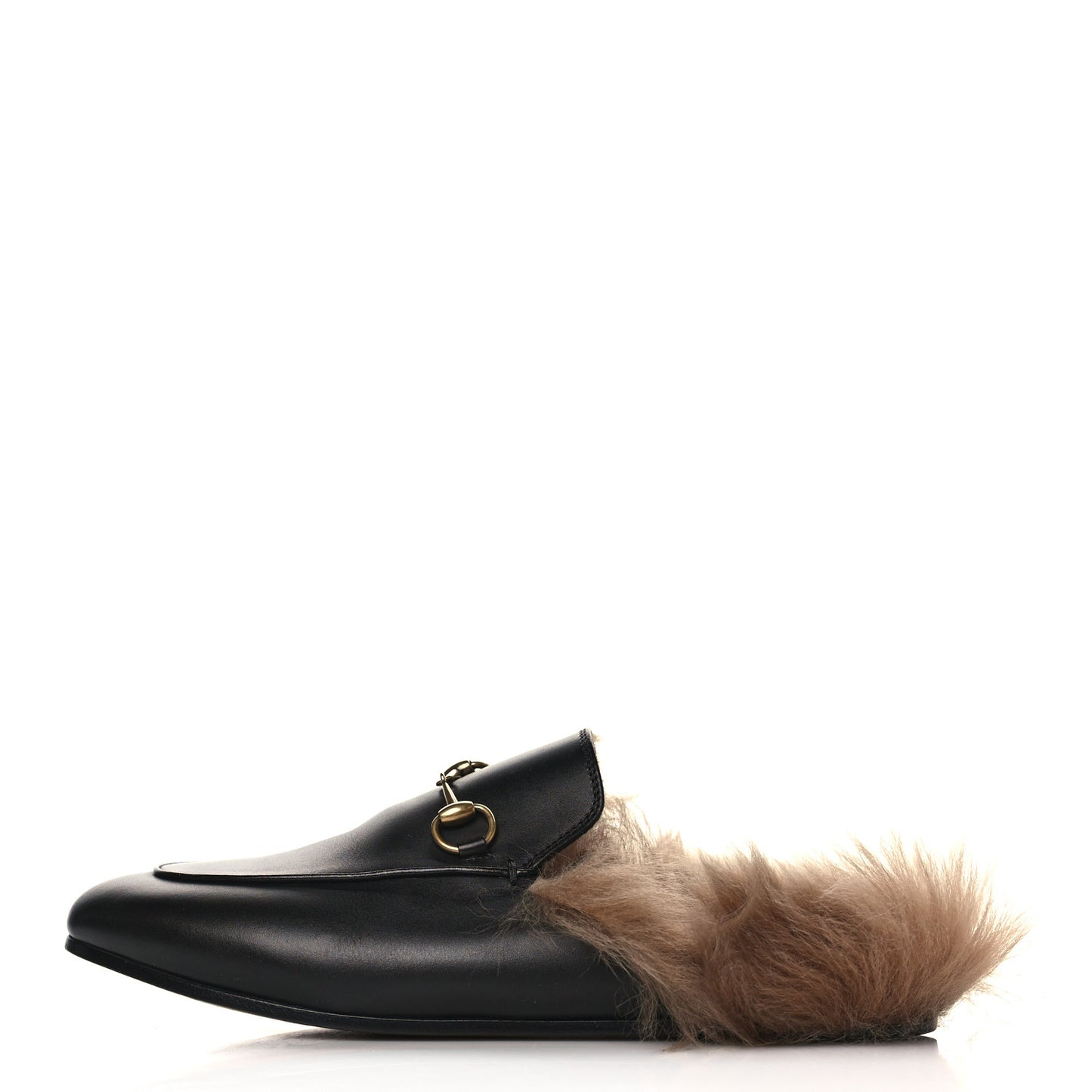Calfskin Fur Womens Princetown Slippers 38 Black
