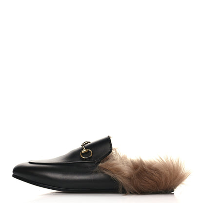 Gucci Calfskin Fur Womens Princetown Slippers 38 Black 1 of 7