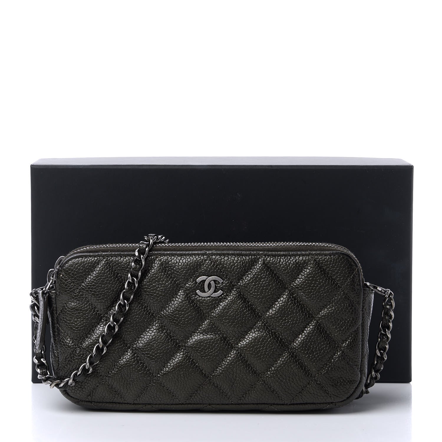 Chanel Caviar Quilted Small Clutch With Chain Dark Charcoal 12 of 12