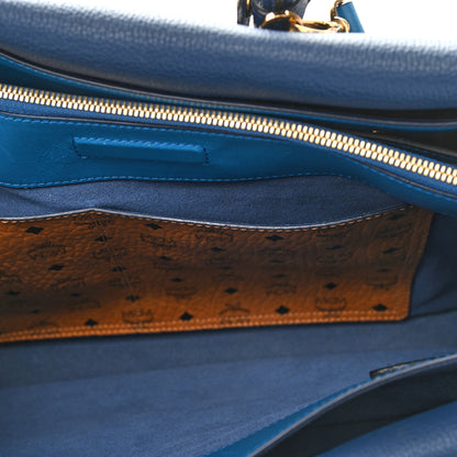 MCM Grained Calfskin Medium Milla Tote Navy 20 of 22