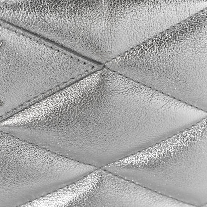 Saint Laurent Metallic Lambskin Quilted Sade Puffer Envelope Clutch Argento 11 of 11
