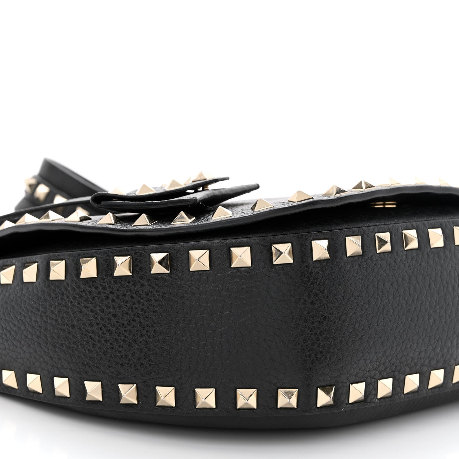 Valentino Garavani Grained Calfskin Rockstud Saddle Bag Black 9 of 12
