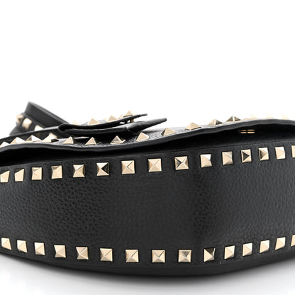 Valentino Garavani Grained Calfskin Rockstud Saddle Bag Black 9 of 12