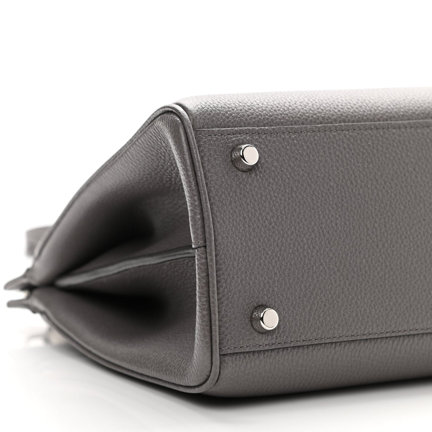 Grainy Calfskin Small Zumi Top Handle Bag Dusty Grey