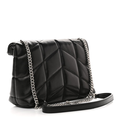 Saint Laurent Lambskin Quilted Toy Loulou Puffer Monogram Chain Satchel Black 3 of 8