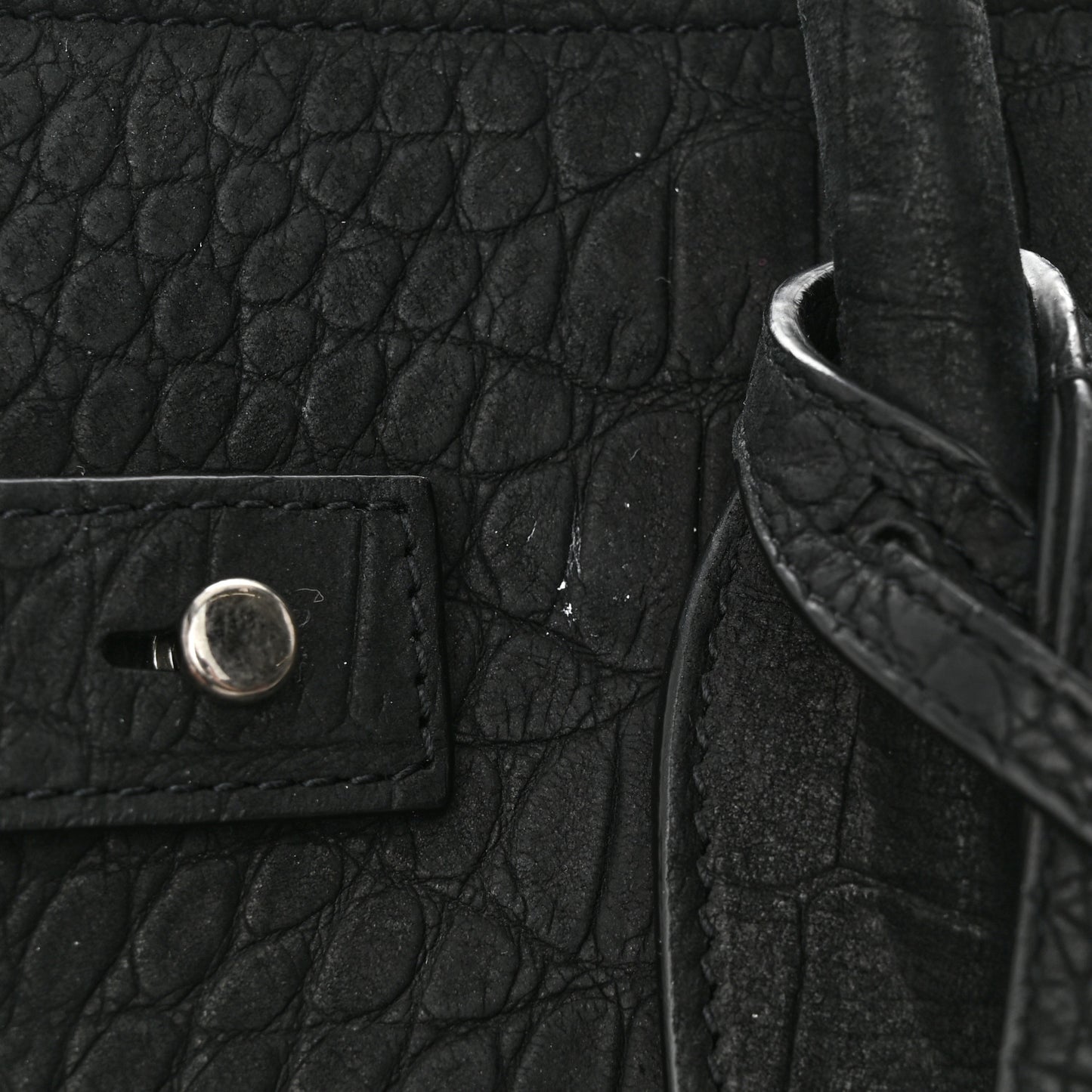 Crocodile Embossed Suede Small Supple Sac de Jour Black