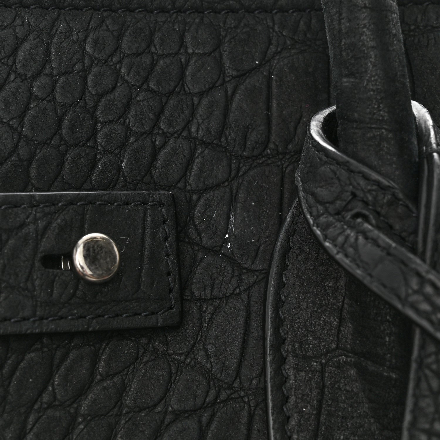 Saint Laurent Crocodile Embossed Suede Small Supple Sac de Jour Black 18 of 18