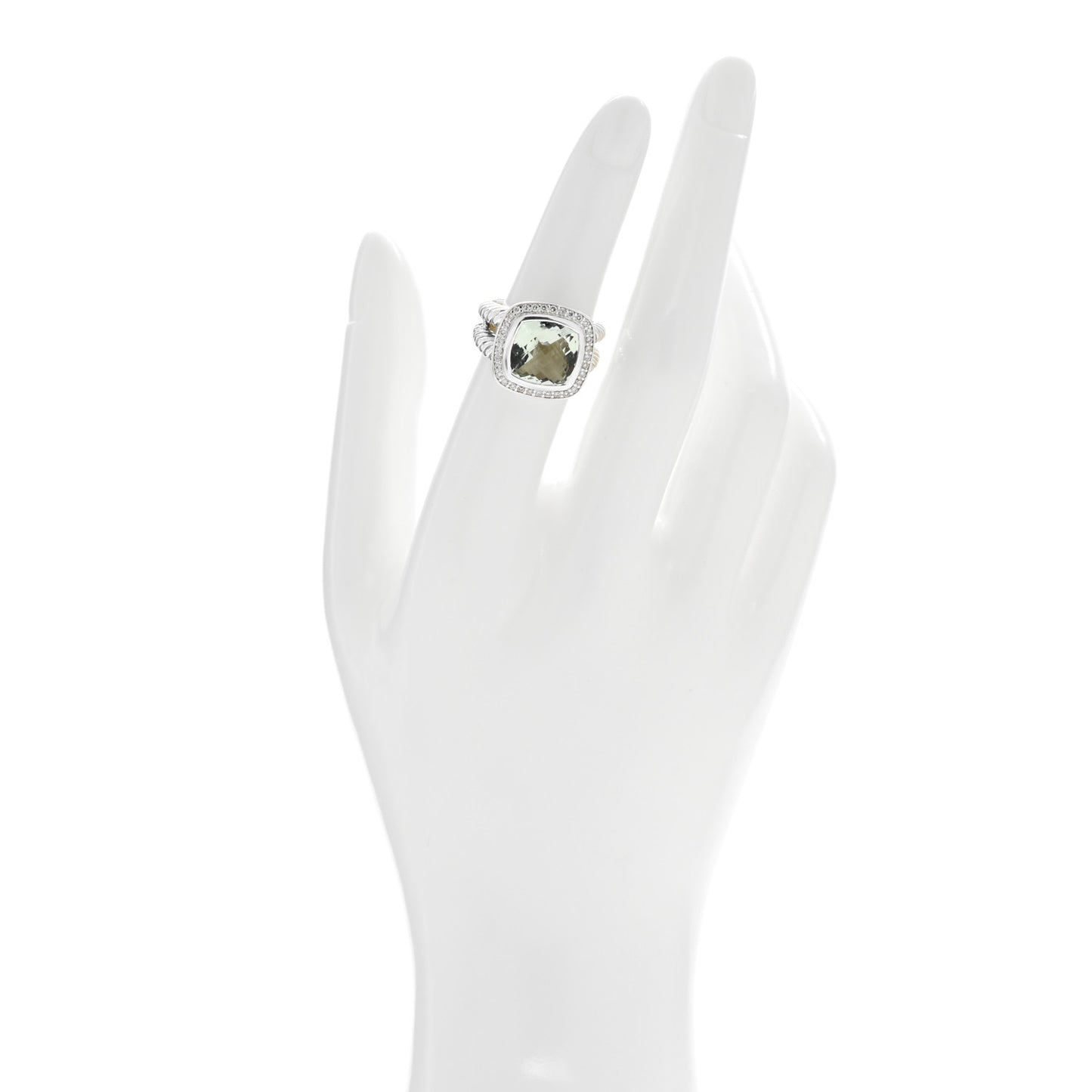 Sterling Silver Diamond Prasiolite 11mm Albion Ring 53 6.25