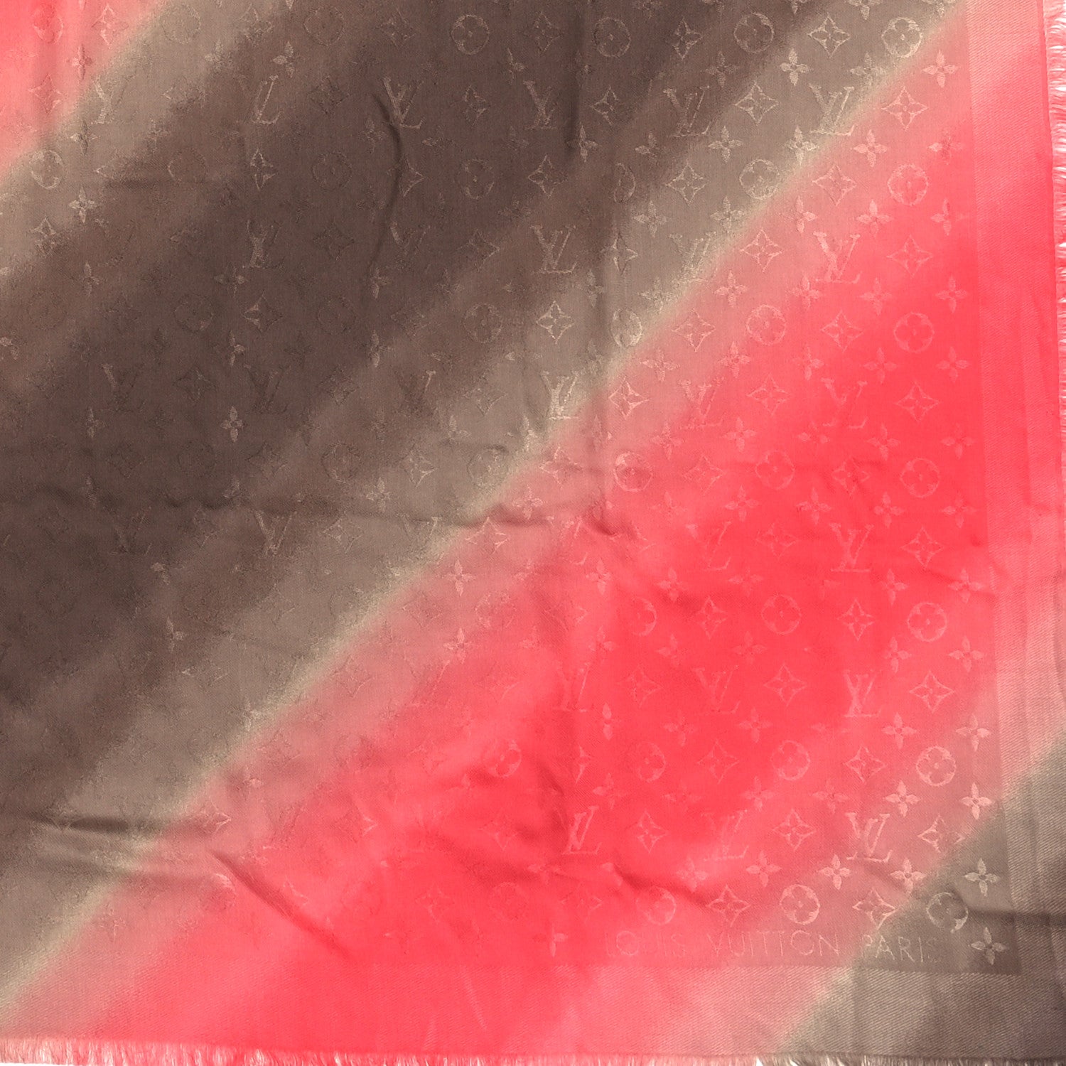 Louis Vuitton Silk Wool Monogram Tie Dye Shawl Rose 2 of 3