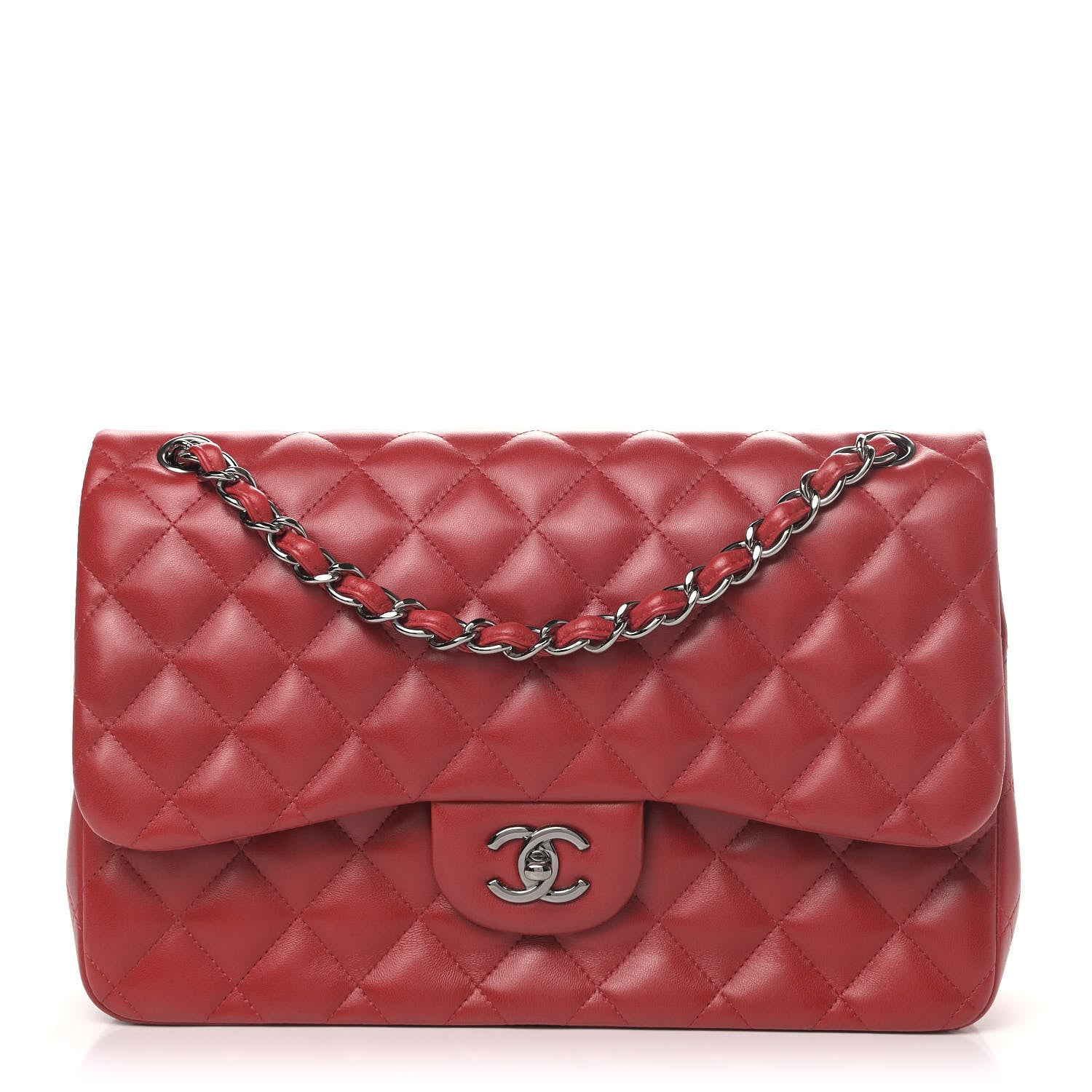 Chanel Lambskin Quilted Jumbo Double Flap Red 1 of 6