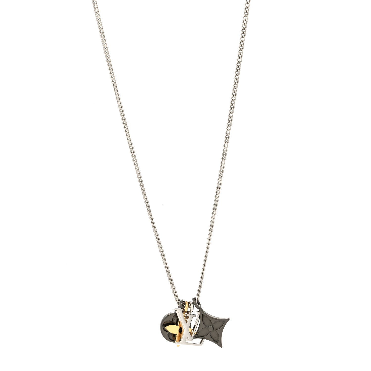 Louis Vuitton Metal LV Instinct Necklace Silver Gold 1 of 6