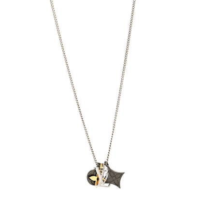 Louis Vuitton Metal LV Instinct Necklace Silver Gold 1 of 6