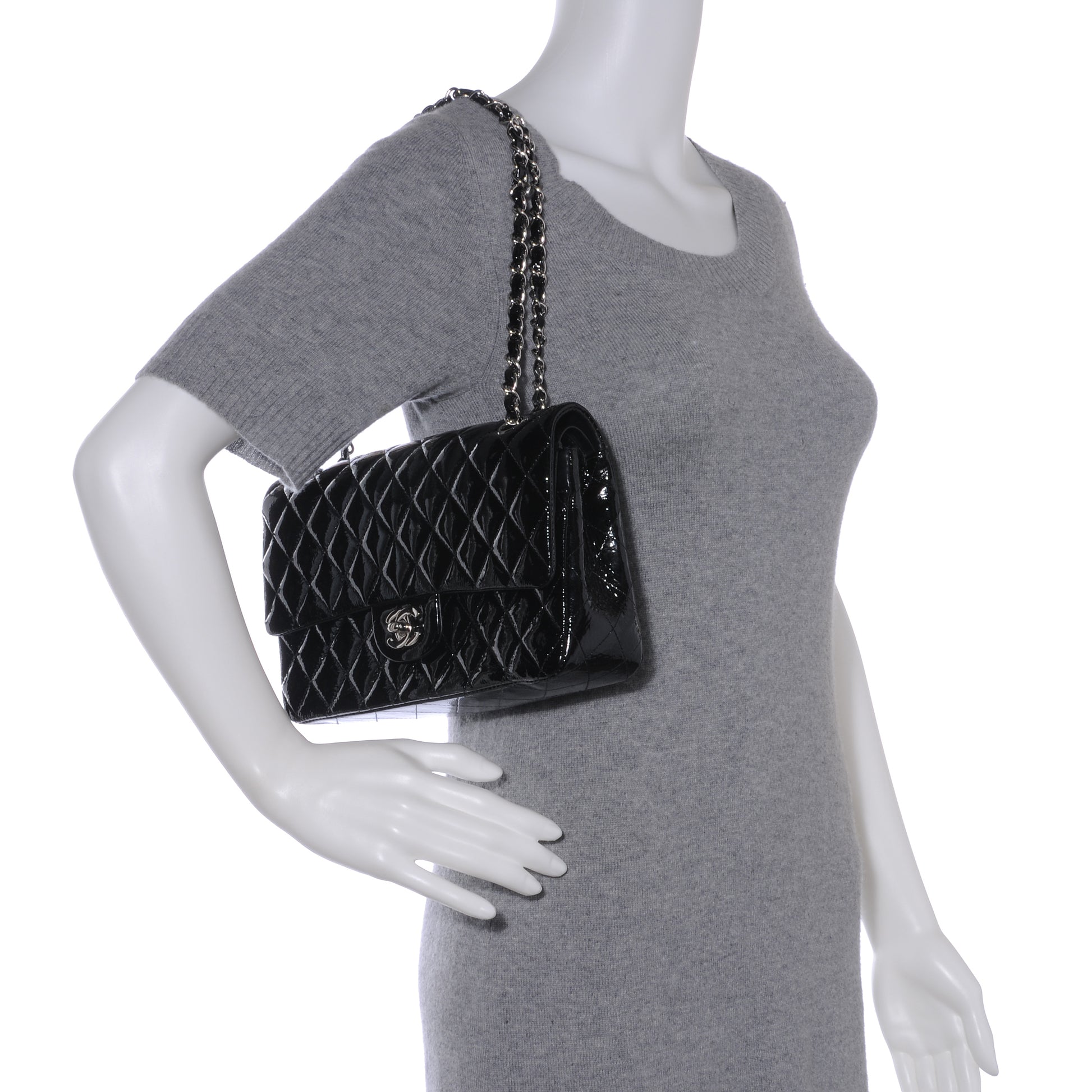 Chanel Patent Medium Double Flap Black 2 of 9
