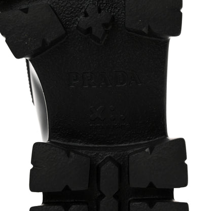 Prada Spazzolato Rois Sfumato Metal Triangle Logo Monolith 60mm Loafers 38 Black Argento 6 of 10