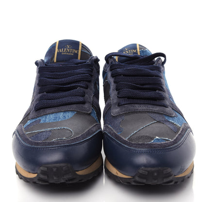 Valentino Garavani Denim Suede Camouflage Mens Rockrunner Sneakers 43 Blue Multicolor 5 of 10