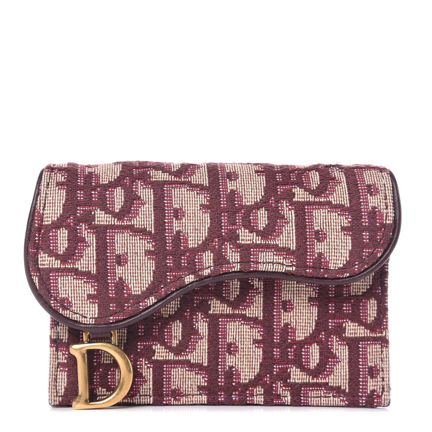 Christian Dior Oblique Saddle Card Holder Bordeaux 1 of 7