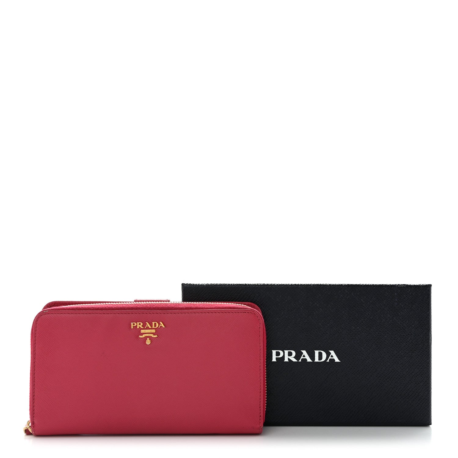 Prada Saffiano Metal Zip Around Organizer Wallet Peonia 12 of 12