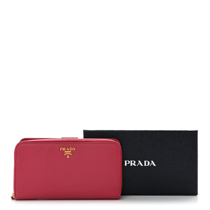 Prada Saffiano Metal Zip Around Organizer Wallet Peonia 12 of 12