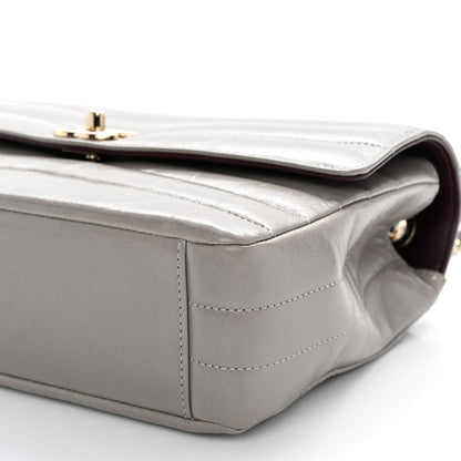 Chanel Shiny Lambskin Chevron Quilted Miroir Grey 10 of 10