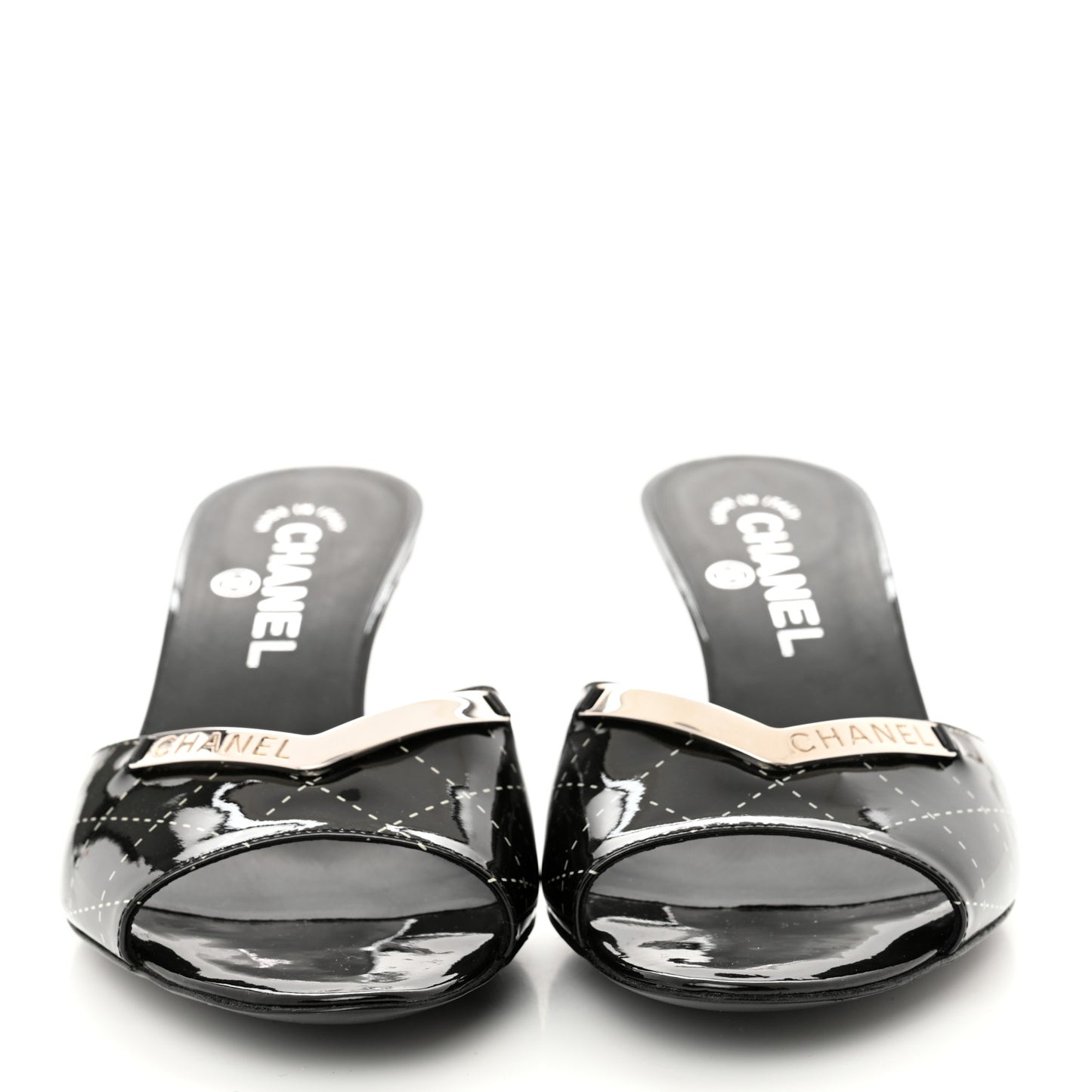 Patent Printed Mule Sandals 37.5 Black