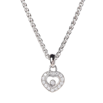 Chopard 18K White Gold Happy Diamonds Icons Heart Pave Pendant Necklace 4 of 7