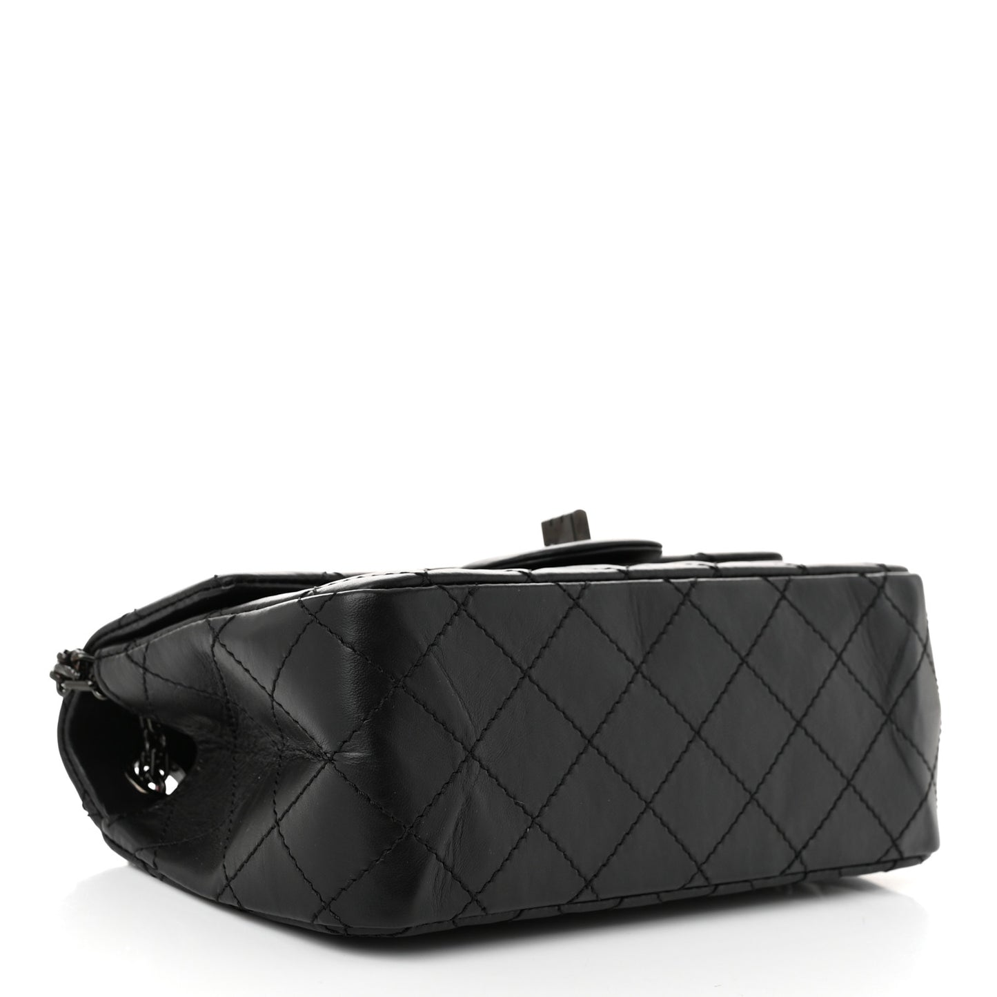 Aged Calfskin Quilted 2.55 Reissue Mini Flap So Black