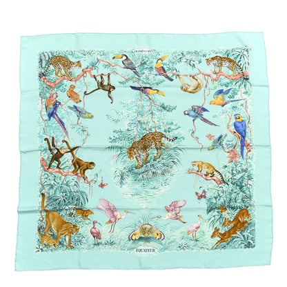 Hermes Silk Wash Equateur 90 Scarf Aqua Emeraude Fauve 1 of 4