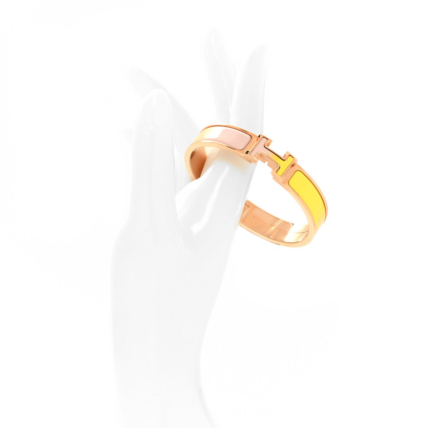 Enamel Narrow Clic Clac H Fusion Bracelet PM Rose Candeur Jaune Tennis