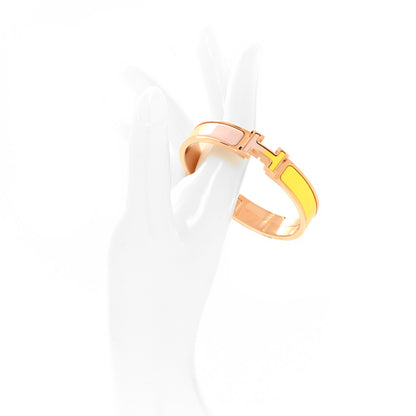 Hermes Enamel Narrow Clic Clac H Fusion Bracelet PM Rose Candeur Jaune Tennis 2 of 5