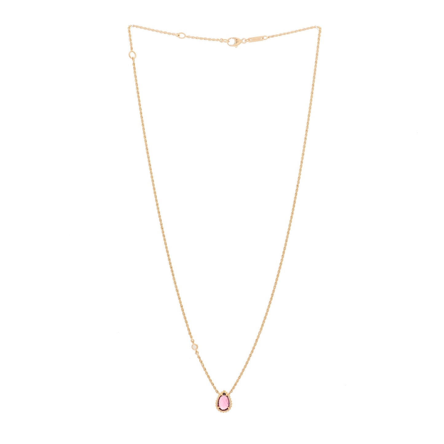 18K Pink Gold Diamond Rhodolite Garnet XS Serpent Boheme Necklace
