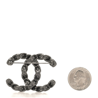 Chanel Quilted CC Brooch Ruthenium 2 of 4