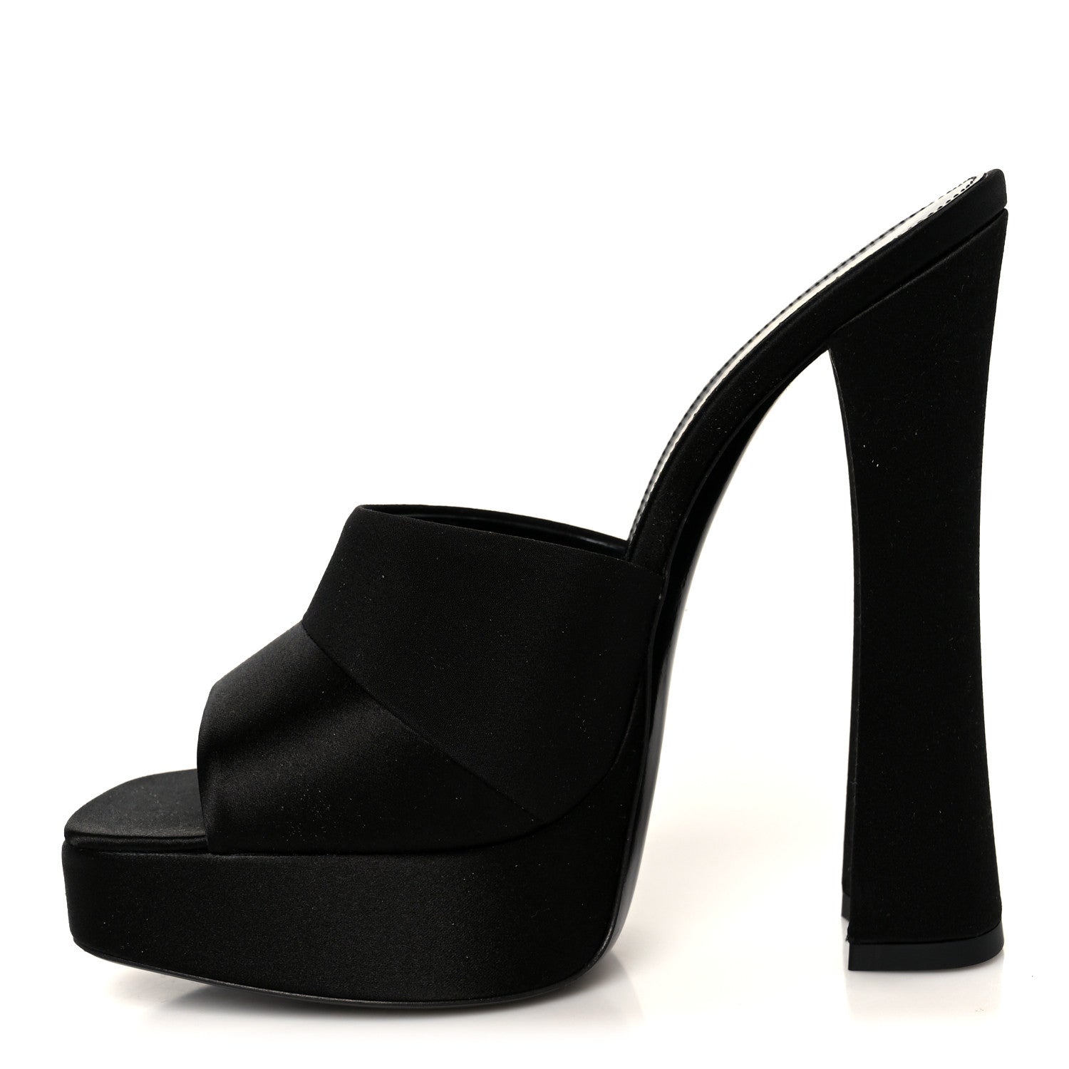 Saint Laurent Crepe Satin Boogie 110 Mule Sandals 37 Black 1 of 10