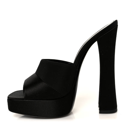 Saint Laurent Crepe Satin Boogie 110 Mule Sandals 37 Black 1 of 10