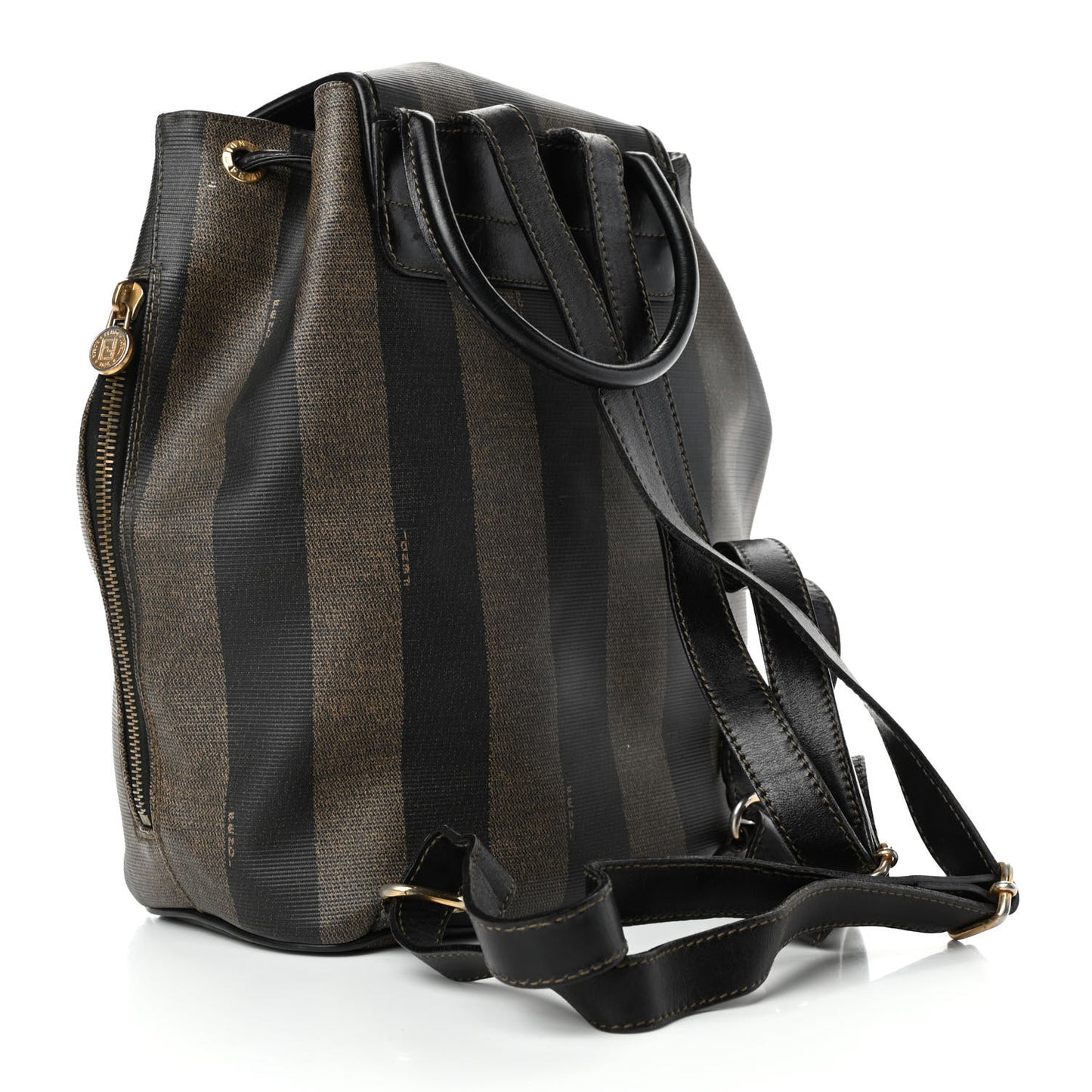 Coated Canvas Pequin Drawstring Backpack Tobacco