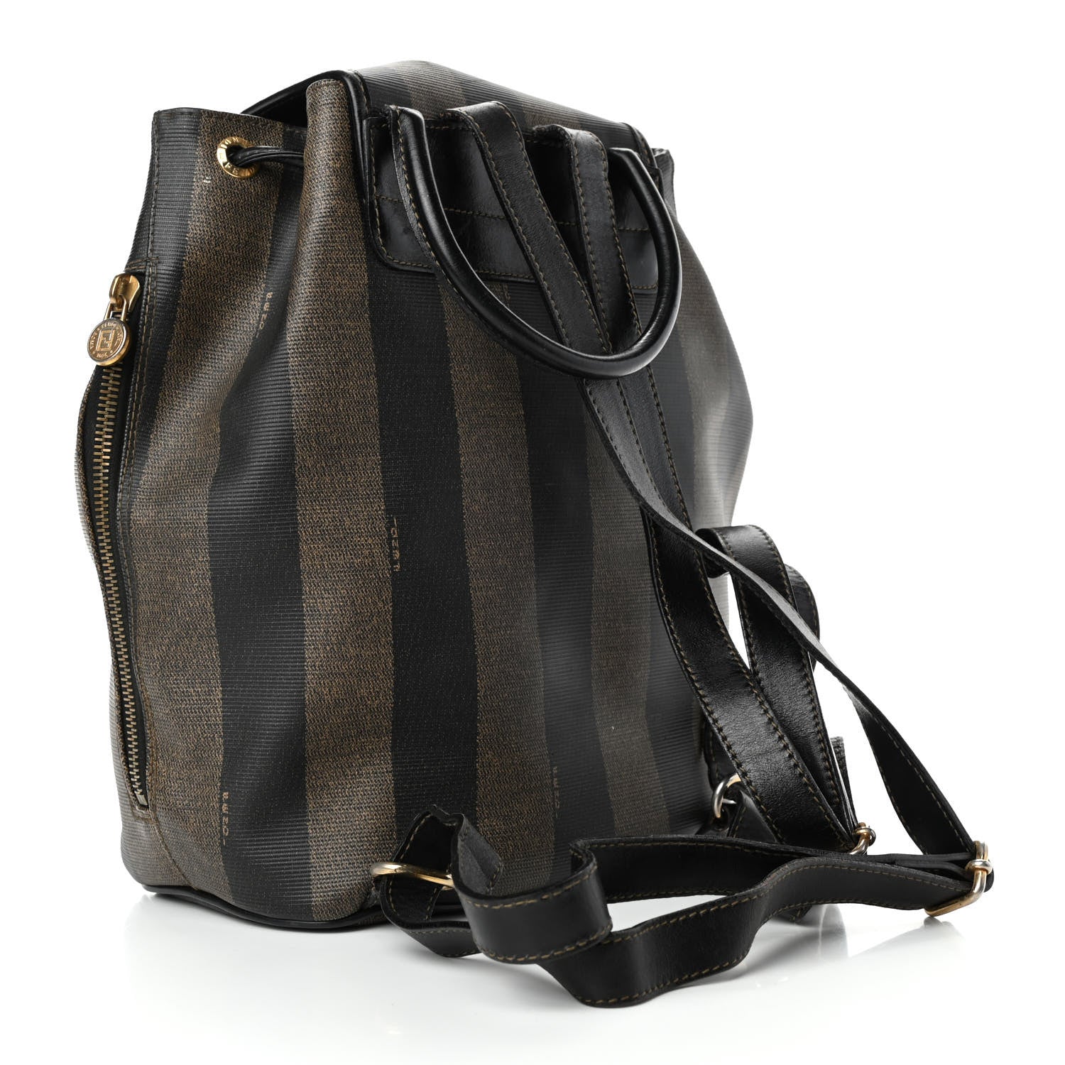 Fendi Coated Canvas Pequin Drawstring Backpack Tobacco 2 of 4