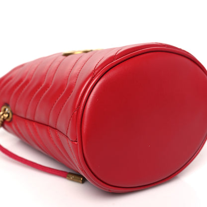 Gucci Calfskin Matelasse Mini GG Marmont 2.0 Bucket Bag Hibiscus Red 9 of 11