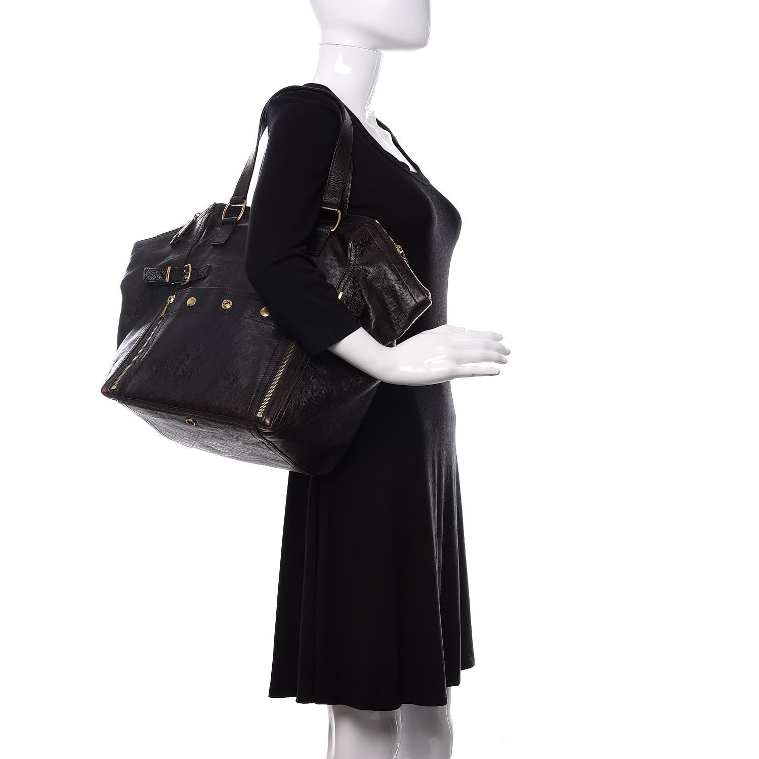 Saint Laurent Calfskin Medium Downtown Brown 2 of 19