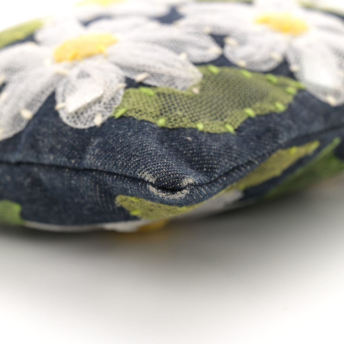 Denim Flower Applique Tote Blue