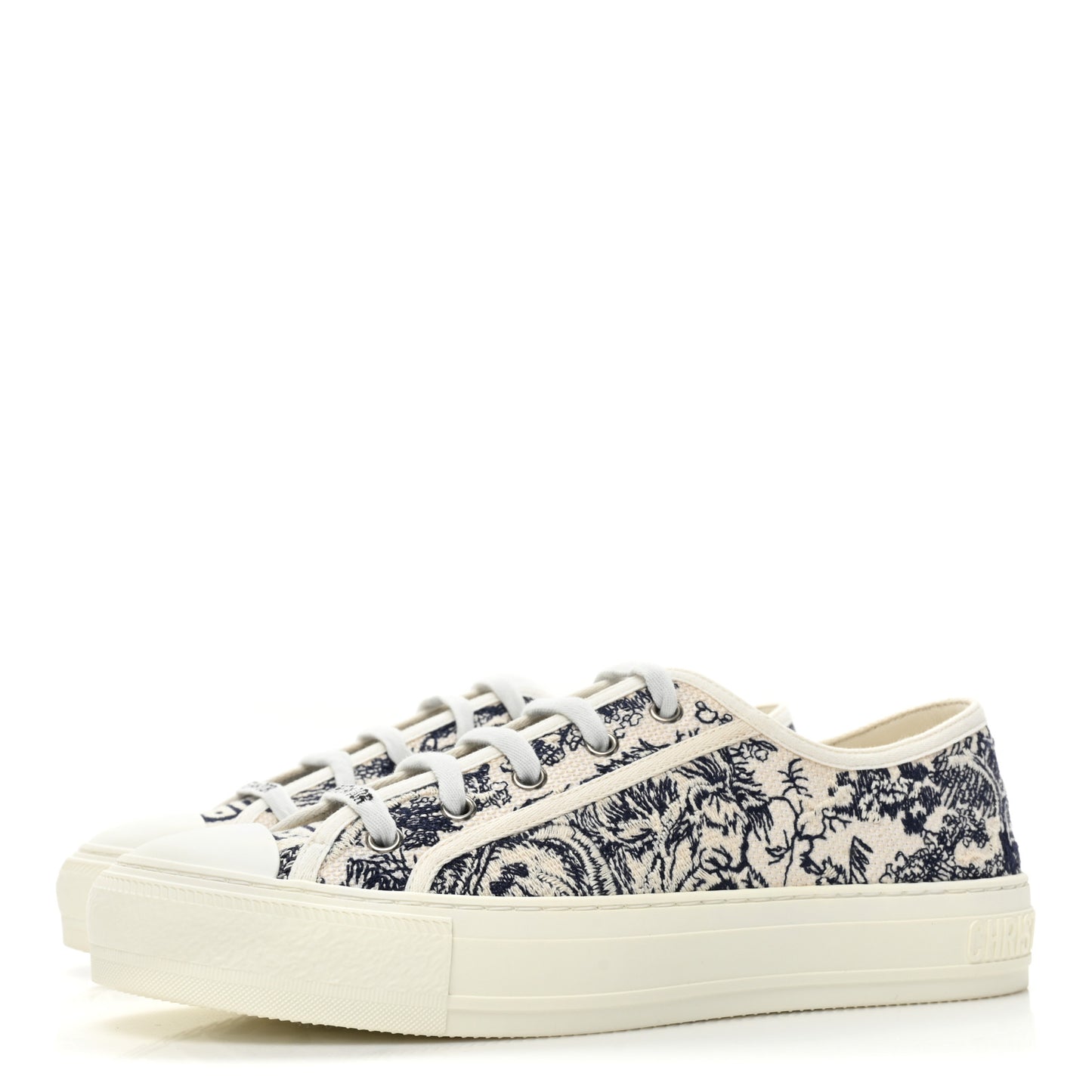 Canvas Toile De Jouy Embroidered Womens Walk Dior Low Top Sneakers 39.5 Off White Navy