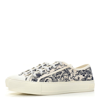 Christian Dior Canvas Toile De Jouy Embroidered Womens Walk Dior Low Top Sneakers 39.5 Off White Navy 3 of 9