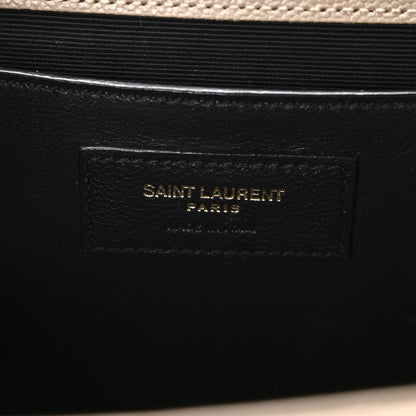 Saint Laurent Grain De Poudre Textured Mixed Matelasse Medium Triquilt Monogram Satchel Dark Beige 5 of 9
