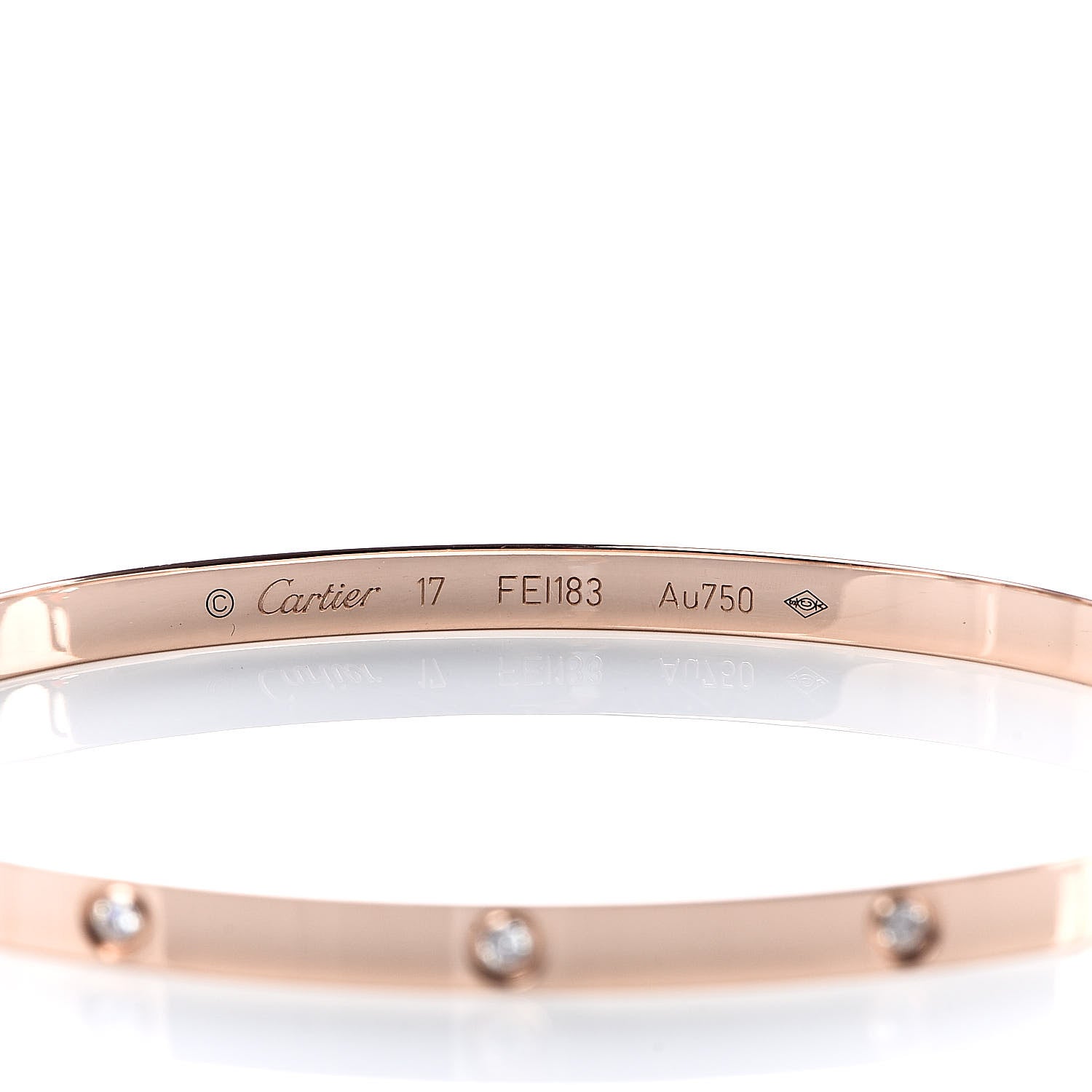 Cartier 18K Pink Gold 10 Diamond Small LOVE Bracelet 17 5 of 6