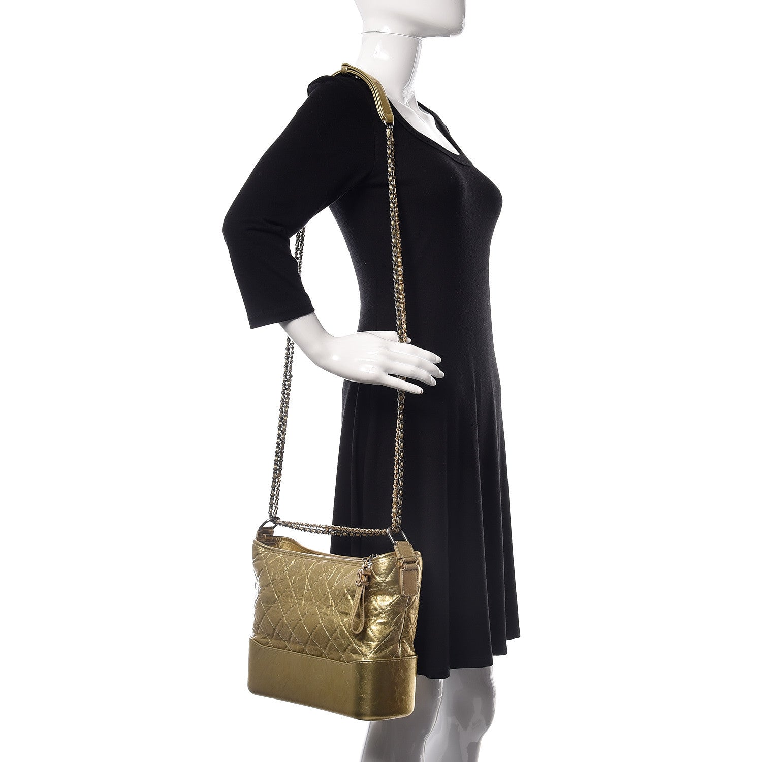 Chanel Metallic Aged Calfskin Quilted Medium Gabrielle Gold 3 of 10