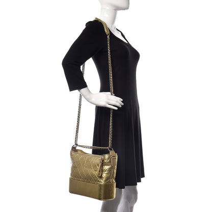 Chanel Metallic Aged Calfskin Quilted Medium Gabrielle Gold 3 of 10